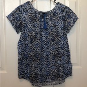 Light Printed Blue/Black Blouse